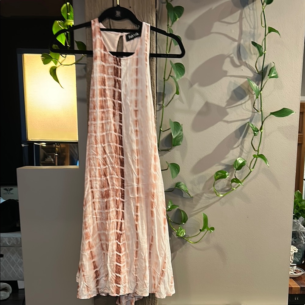 Pink and Beige Backless Summer Dress